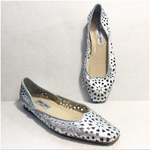 Jimmy Choo Silver Cut Out Star Ballet Flats 41 11